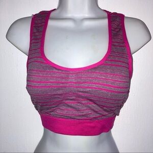 Intego Strappy Side Pink Stripe Racerback Sports Bra XL